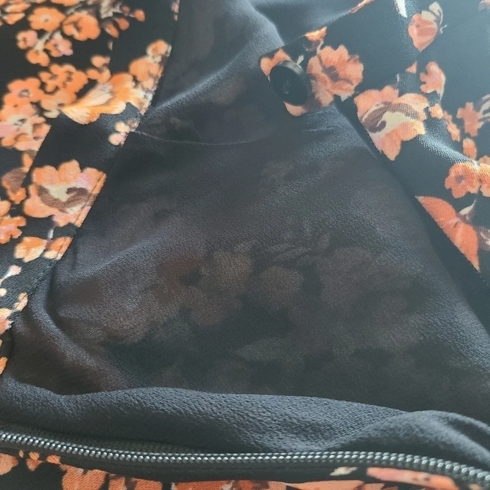 Baum und Pferdgarten Sanne Floral Midi Skirt, Size 10, Black | Orange, NWT